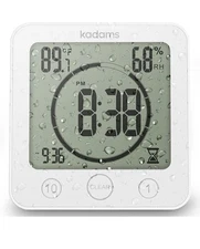 Shower Clock Waterproof Bathroom  Digital Wall Clock W/ Temperature & Humidity