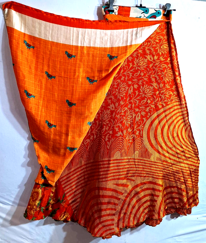 Incredible-art Vintage Silk Sari Magic Wrap Skirt Reversible Double Layer skirt - Picture 2 of 7