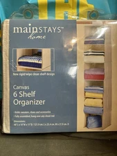 MAINSTAYS Canvas Closet Rod 6-Shelf Organizer NEW