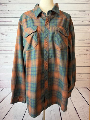 #ad LL Bean Plaid Flannel Shirt XXL Mens Snap 2XL Wool Blend Elbow Patches 29802 2X $36.01