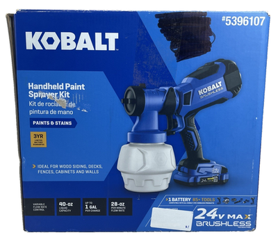 #ad KOBALT 24V 24 Volt Battery Handheld HVLP Paint Sprayer 5396107 Tool Only $149.99