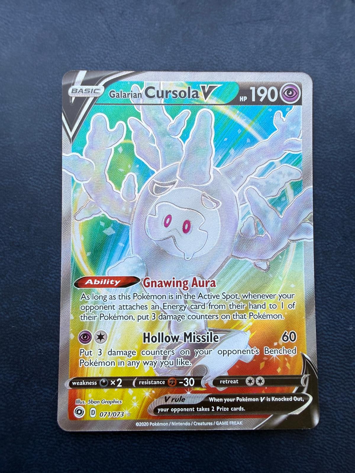 Pokemon Galarian Cursola V Holo Full Art Ultra Rare 71 - 2020 Champion's Path NM