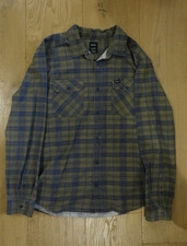 RVCA Mens XL Regular Fit Green/Blue Plaid Lon...