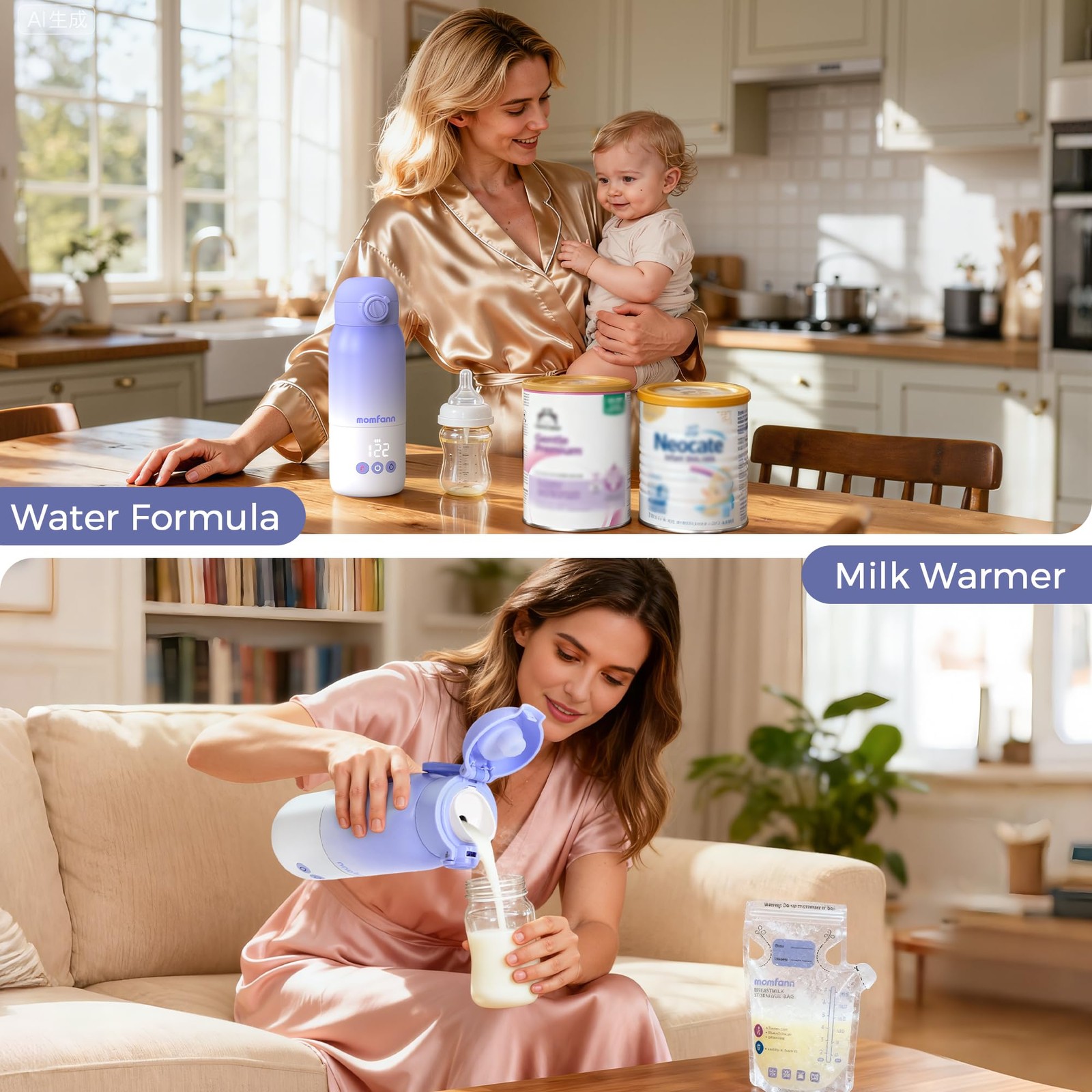 Portable Bottle Warmer for Travel, Dual Heating Modes for Breastmilk & Water ...