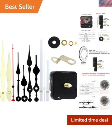 Quartz Silent Clock Movement Kit for DIY Clock Repair - 13mm Dial Thickness