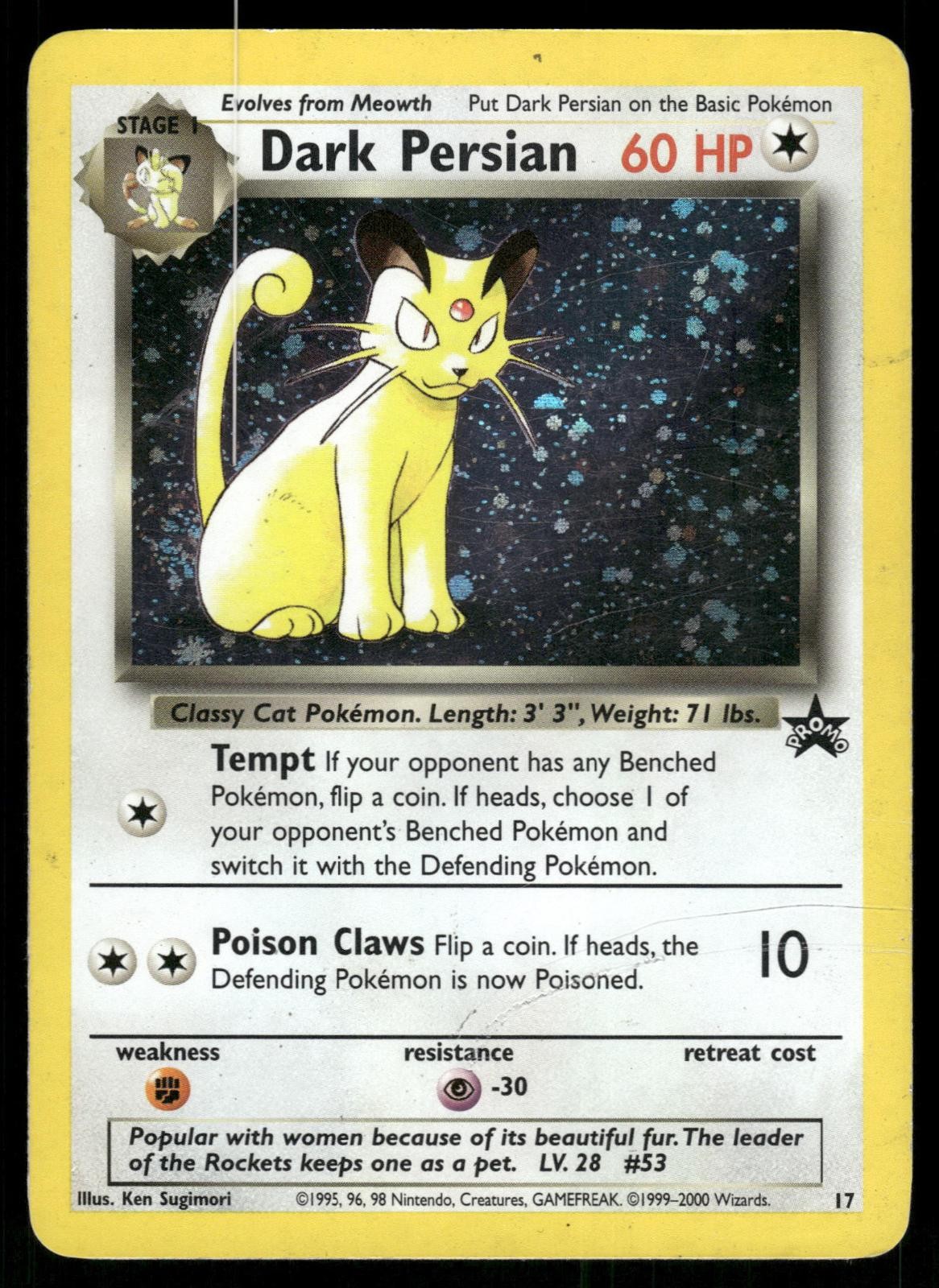 Dark Persian 17 Promo Wizards Black Star Promos Pokemon Holo Moderately Played