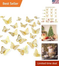 Gorgeous 72 Pcs Gold Butterfly Decorations - Self-Adhesive Wall Art for Events