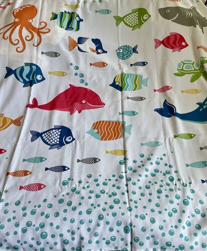 Circo by Target Kids Ocean Sea Life Shower Curtain Shark Whale Fish Dolphin FLAW