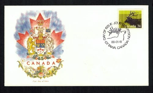 Canada #1177, 1988 74¢ Wapiti, R. G. Sharpe (RGS) cachet FDC