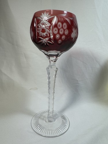 (6) AJKA 'Marsala' Cut to Clear Crystal 8.5 Inch WINE HOCK GOBLETS - Picture 3 of 12