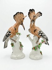 PAIR OF VINTAGE MOTTAHEDEH ITALIAN PORCELAIN HOOPOE BIRD FIGURINES [EX/NM COND]
