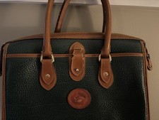 VTG Dooney  Bourke All Weather Leather Green  Brown Satchel read