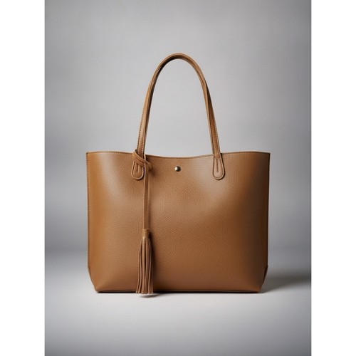 Tassel Tote Bag in Dark Tan / Light Brown - Unknown brand