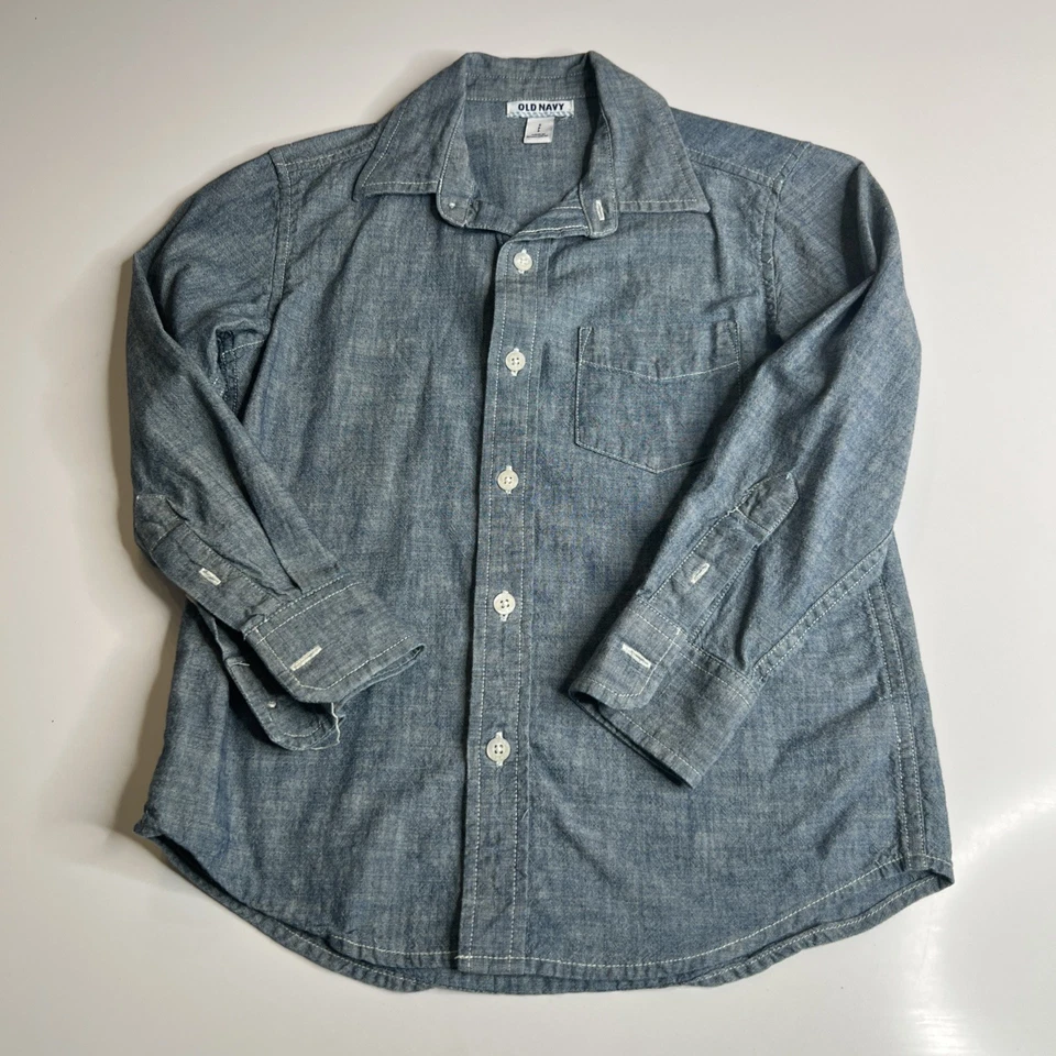 Boys Dress Shirt .Old Navy Long Sleeve Denim #107 - Image 2 of 4