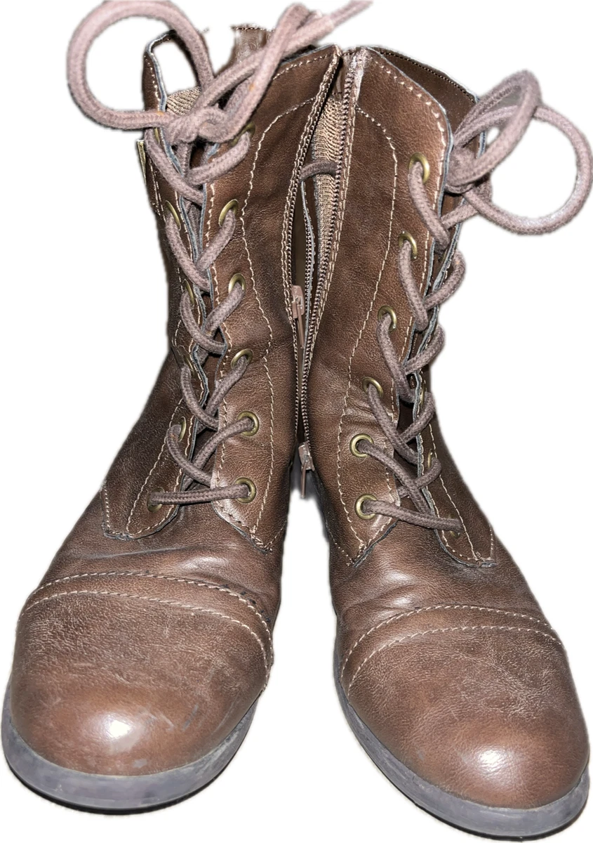 American Rag Rockastle Brown Leather Lace-Up Boots Size 11.5 American Rag Lace Up Boots for Women for sale | eBay main image 2
