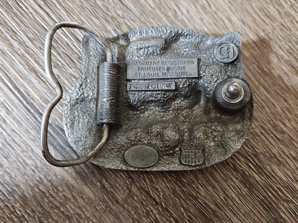 1987 Budweiser This Bud's For You King of Beers Belt Buckle USA Made CJ Inc 1142 - Image 4 of 4