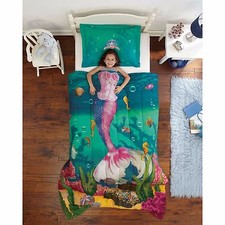 Girl Sea Princess Comforter Set Twin Mermaid Green Pink Ocean Ultra Soft Bedding