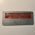 Vintage Brunswick Temprite Beer Cooler Logo Metal Plaque