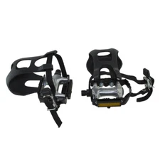 NEW! PRO+ GENUINE ALLOY BICYCLE PEDALS WITH TOE CLIPS 9/16" IN BLACK