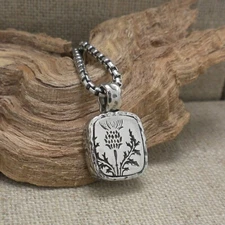 Small Sterling Silver Celtic Scottish Thistle Pendant Keith Jack 22" Chain