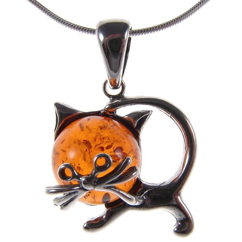 COLLAR COLGANTE DE PLATA ESTERLINA GATO ANIMAL JOYERÍA ÁMBAR BÁLTICO | eBay