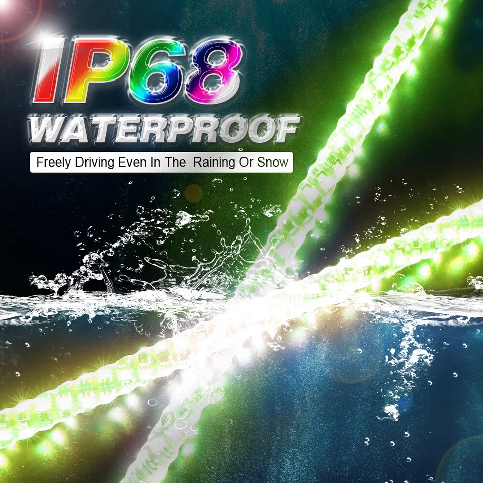 2X Para Can-Am Maverick X3 MAX 2FT Espiral RGB LED Chicote Luzes Bandeira Perseguição Remota - Imagem 3 de 4