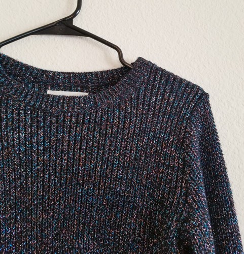 Treasure & Bond Girls Sweater Small Pullover Blue Knit Metallic Size S 7/8 Cute - Picture 4 of 8