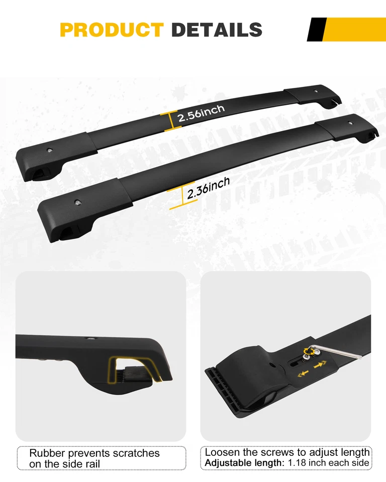 Barras transversales de techo aptas para Dodge Journey JUCV 2013-2020 con riel lateral elevado Foto 4 de 4