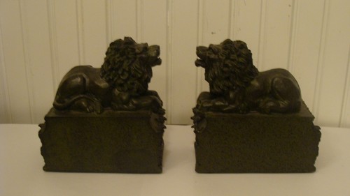 Beau serre-livres en résine/argile avec lion, environ 5,8 livres - Photo 4/8