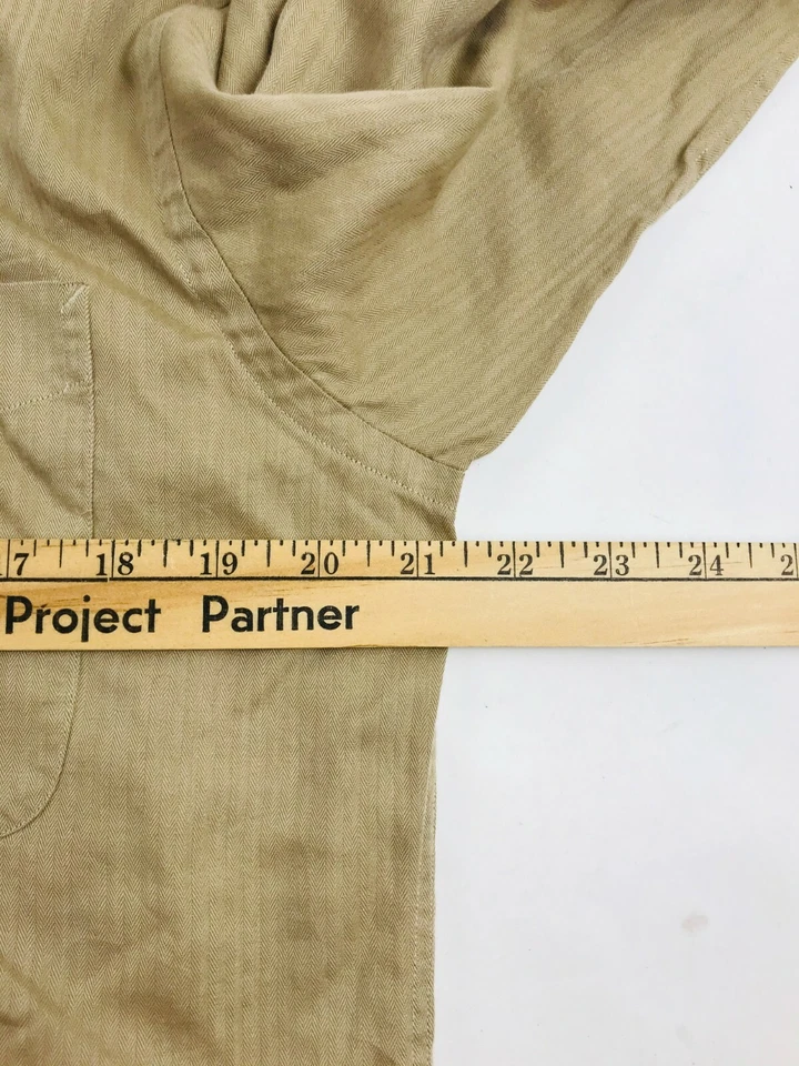 Camisa Tommy Hilfiger Para Hombre Talla 15 32-33 Caqui Clásica Abotonada Manga Larga Foto 3 de 4