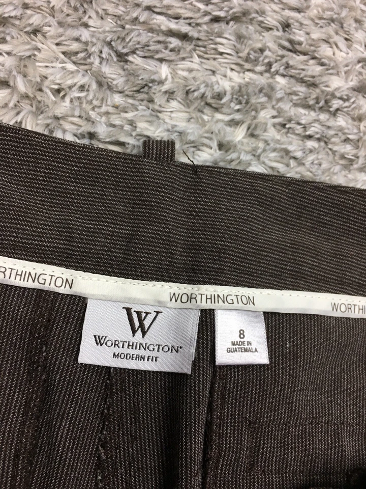 Pantalones de vestir Worthington corte moderno para mujer talla 8 marrón a rayas  Foto 4 de 4