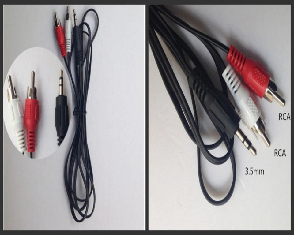 1/8" Male Stereo Mini plug Jack TO 2 RCA Stereo Phono Audio Speaker CABLE 3.5mm - Image 3 of 4