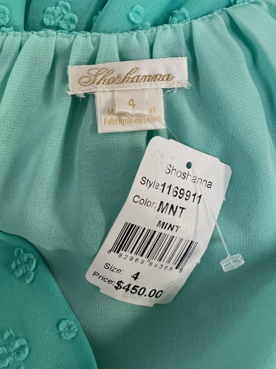 専用1 $450 Shoshanna Women's Green Trista Swiss Dot Tiered A-Line Mini