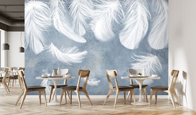 3D White Feathers G1288 Wallpaper Wall Murals Removable Self-adhesive Erin