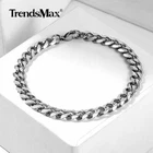 7mm Curb Cuban Link Chain Stainless Steel Bracelet for Men Silver Tone