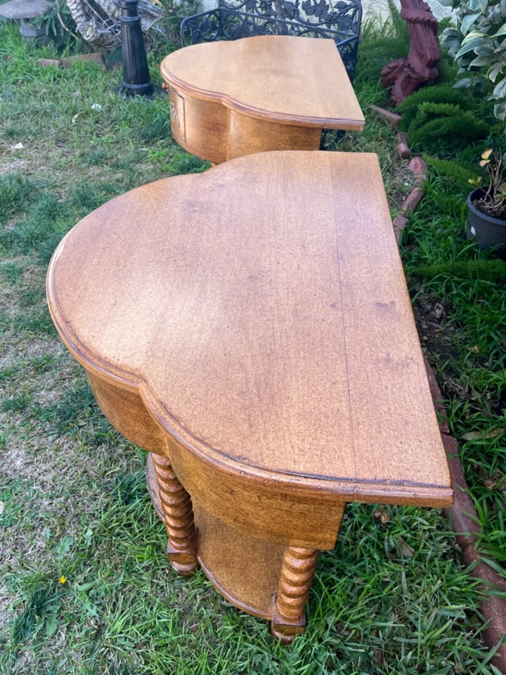 Vintage Pair Of   Walnut Twist Ornate Carved Side Table - Image 4 of 4