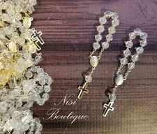 96 Pieces of Mini Rosary Favors Clear Gold or silver Christening or all occasion