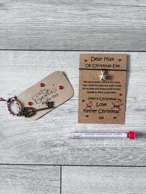 Personalised Wish Bracelet Santa Magic Key Reindeer Dust