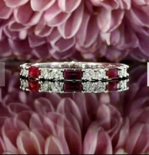 Lab-Created 1.75CT Round Cut Diamond Wedding Band Ring 14K White Gold Finish