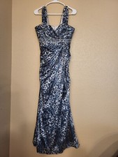Tiffany Designs Beaded Long Satin Dress. Size 8, Condition is V.Gd.