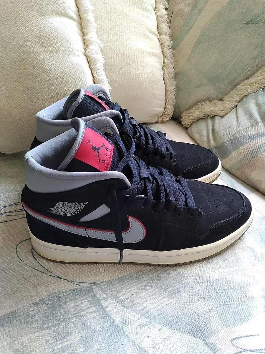 Nike Air Jordan 1 Mid Black Particle Grey Gym Red 554724 060 Men s