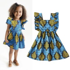 Toddler Baby Girl Sundress Geometric Flying Sleeve Dress Kid Fancy Clothing