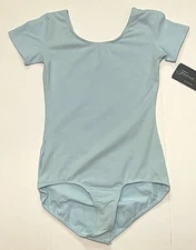 Theatricals Dancewear Leotard Bodysuit Short Sleeves Lining Light Blue New Women