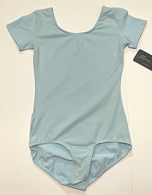 Theatricals Dancewear Leotard Bodysuit Short Sleeves Lining Light Blue New Women