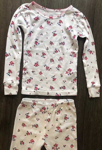 Carter's Kleinkind Mädchen weiß Blumen Frühling Pyjama Größe 5T 2-teiliges Set - Bild 2 von 12