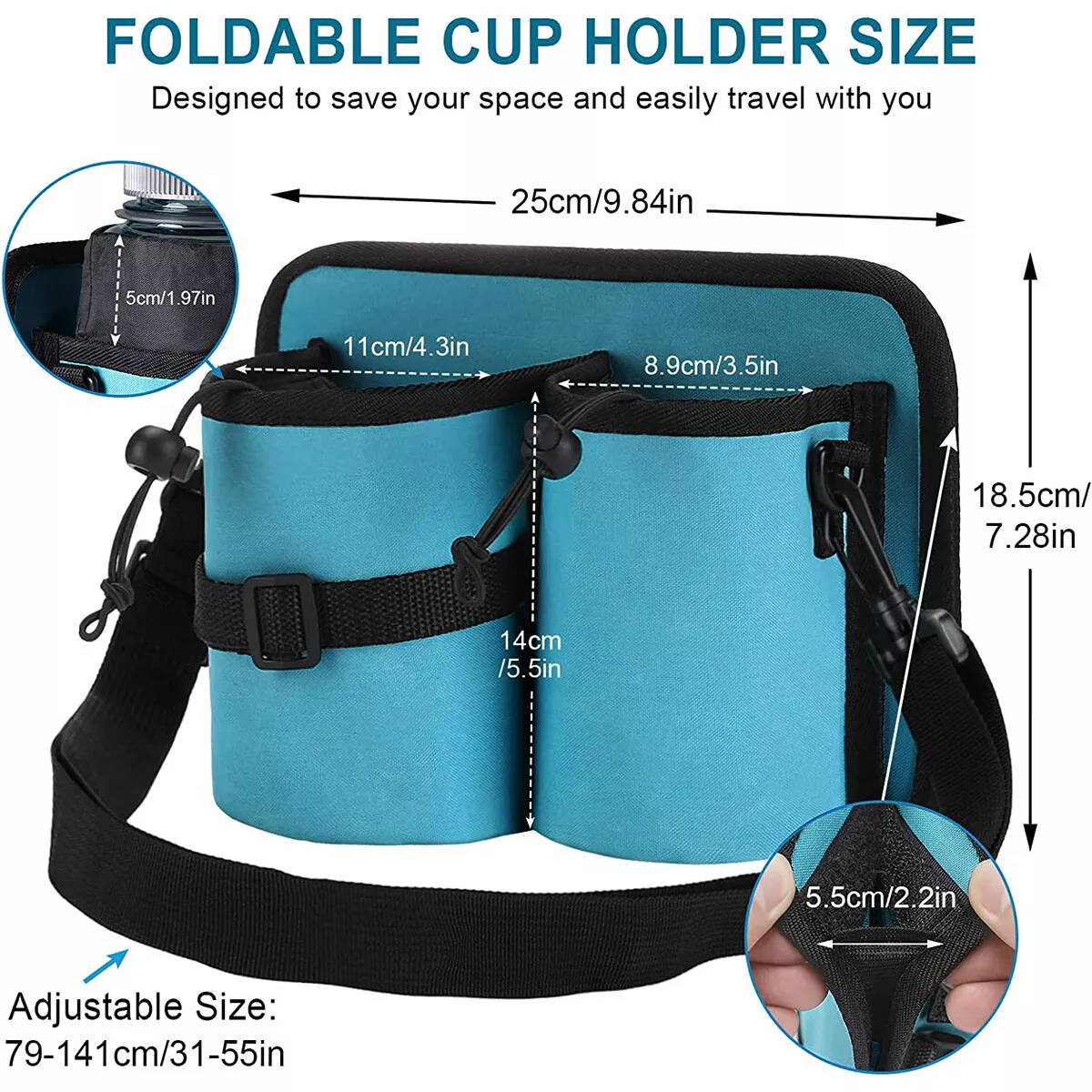 Travel Luggage Cup Holder Drink Bag Hold Two Coffee Mugs On