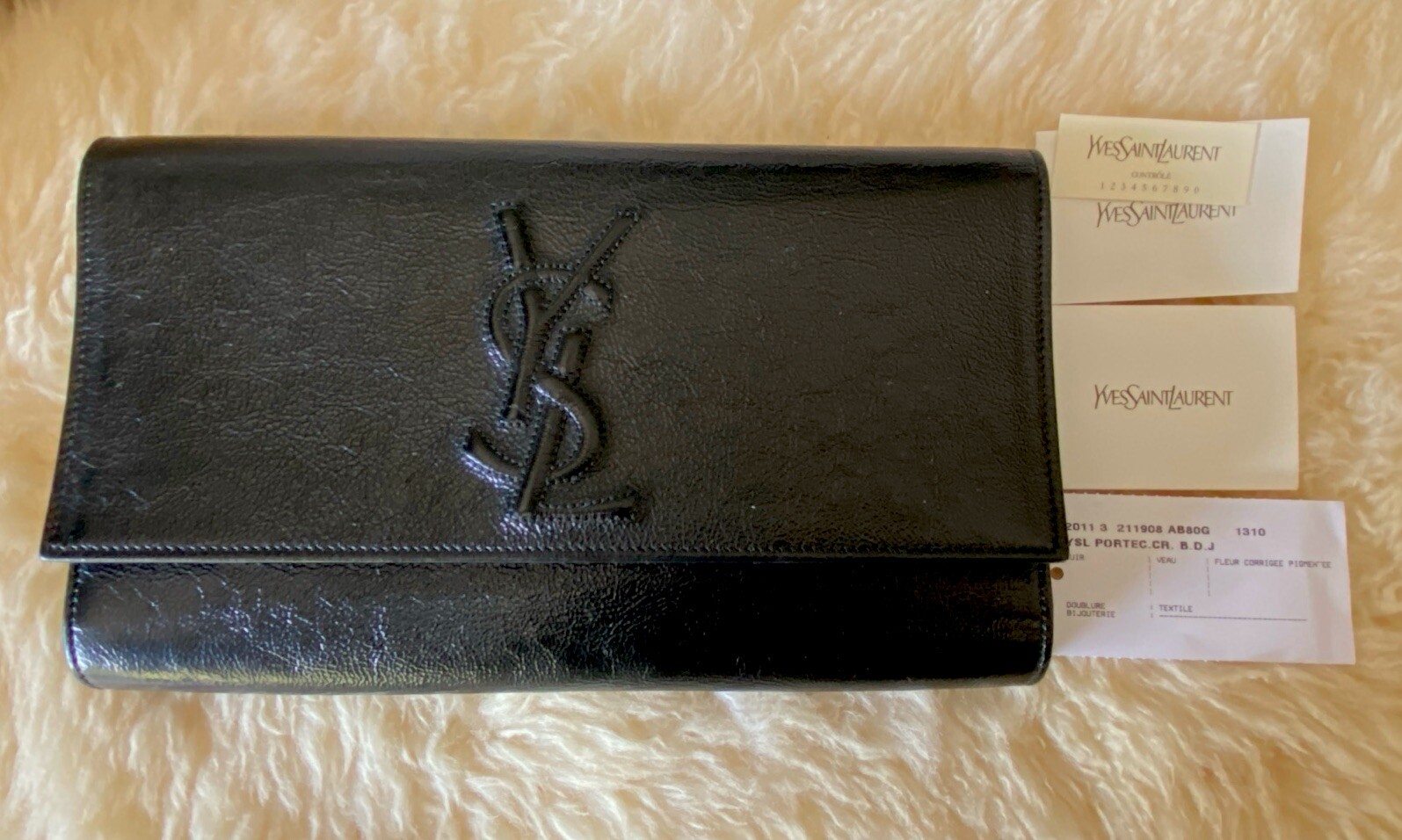 Borsa YSL Yves Saint Laurent Grande Frittura Brevettato Nero Vitello Belle Du Jour 2011