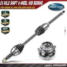 Front Passenger CV Axle Shaft + Wheel Hub Bearing for Nissan Altima 13-18 2.5L