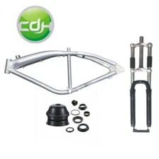 CDH Bike Frame Brushed Alum 3.4L Gas Tank Frame & 26" Suspension Fork & Headset