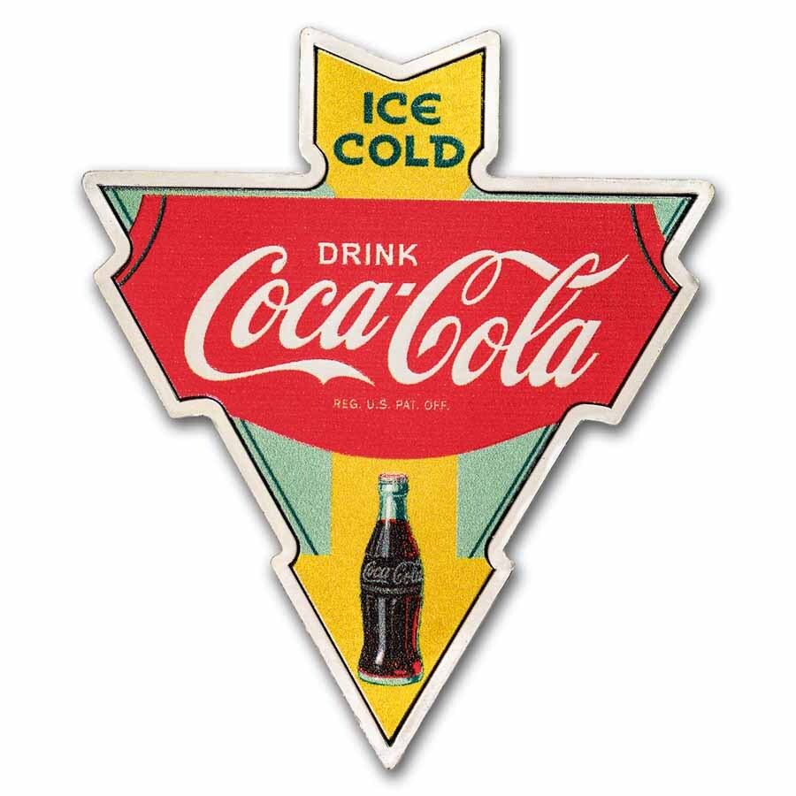 Coca-Cola® Vintage 1 oz Silver Colorized Shaped Sign w/ Box & COA